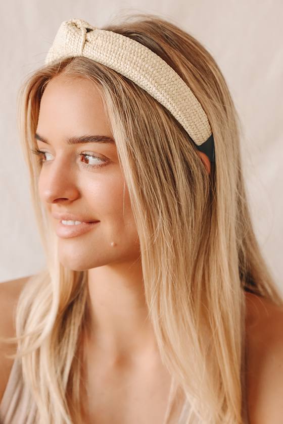 Beige Headband Knotted Headband Straw Headband Lulus