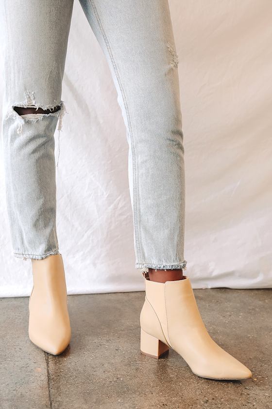 Chase Light Nude Pointed Toe Ankle Booties 1