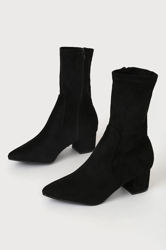 Black Sock Boots Suede Sock Boots PointedToe Boots Lulus