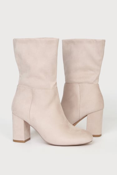 Roquee Taupe Suede Mid-Calf Booties