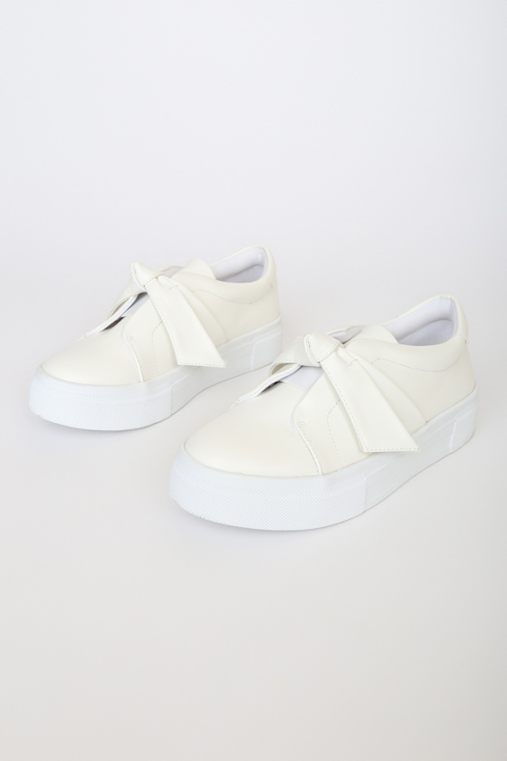 Calissa White Bow Flatform Sneakers 3