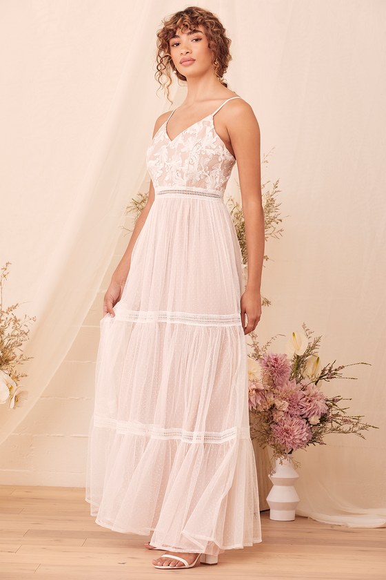 Elenora White Embroidered Maxi Dress