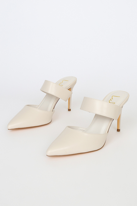 Faire Off White Pointed-Toe Mules 3