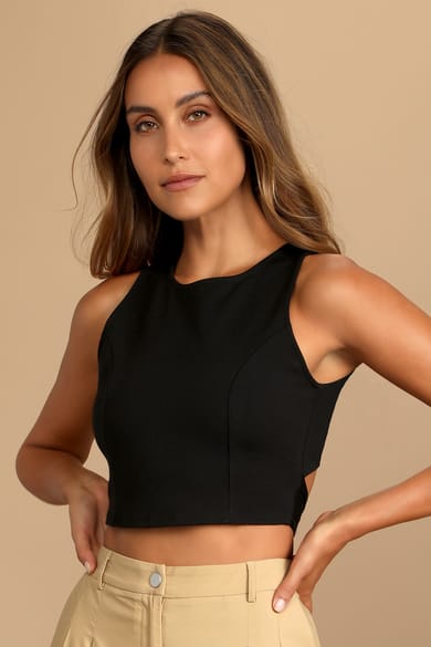 Y2k Deep V Neck Halter Crop Tops, Tie Back Sleeveless Backless Cami Vest Top,  Women's Clothing, High-quality & Affordable