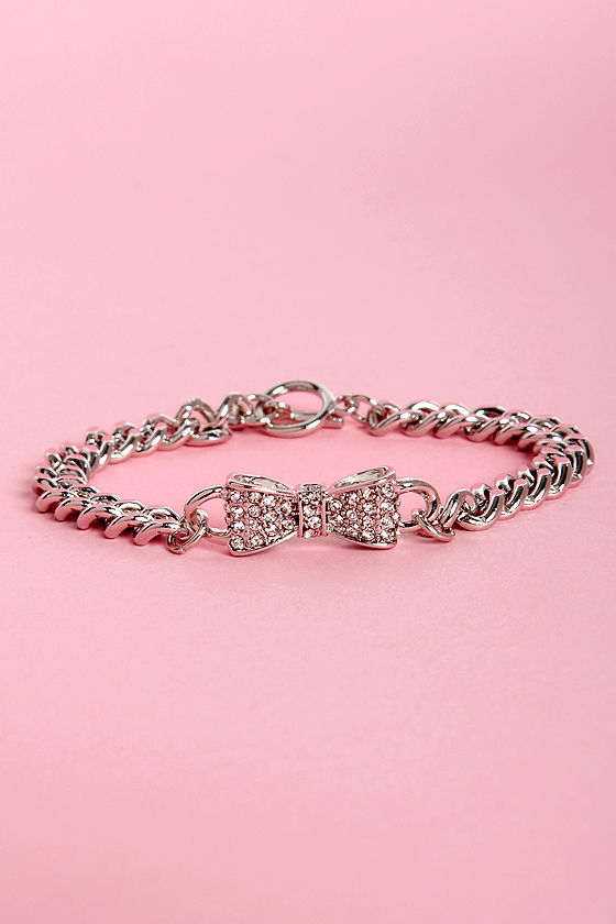 Cute Bow Bracelet - Silver Bracelet - Chain Bracelet - $12.00 - Lulus