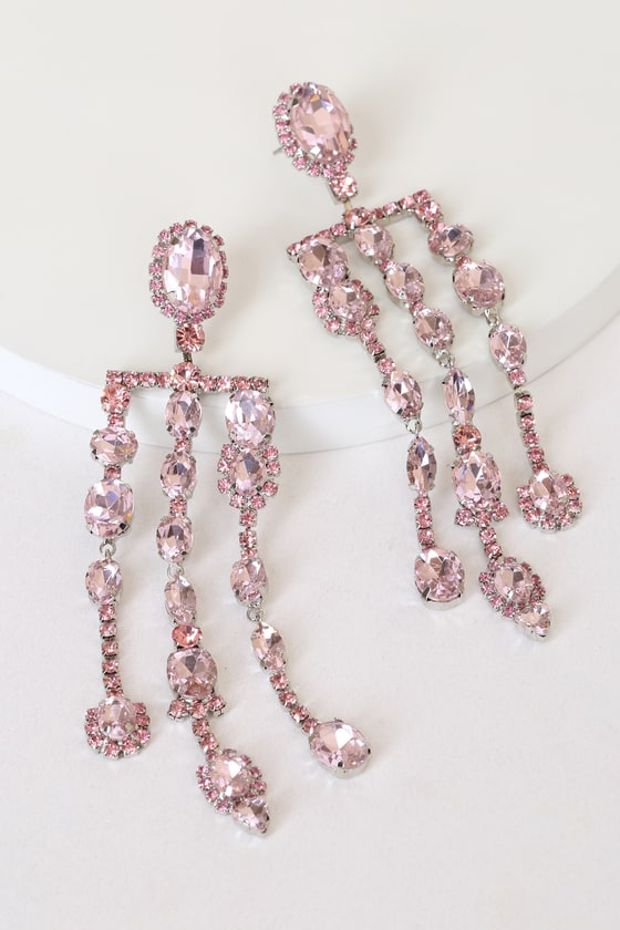 Pink on sale rhinestone earrings
