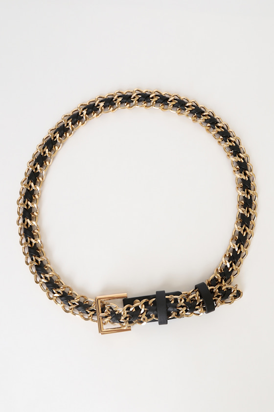 Always Linked Black and Gold Chain Belt 3