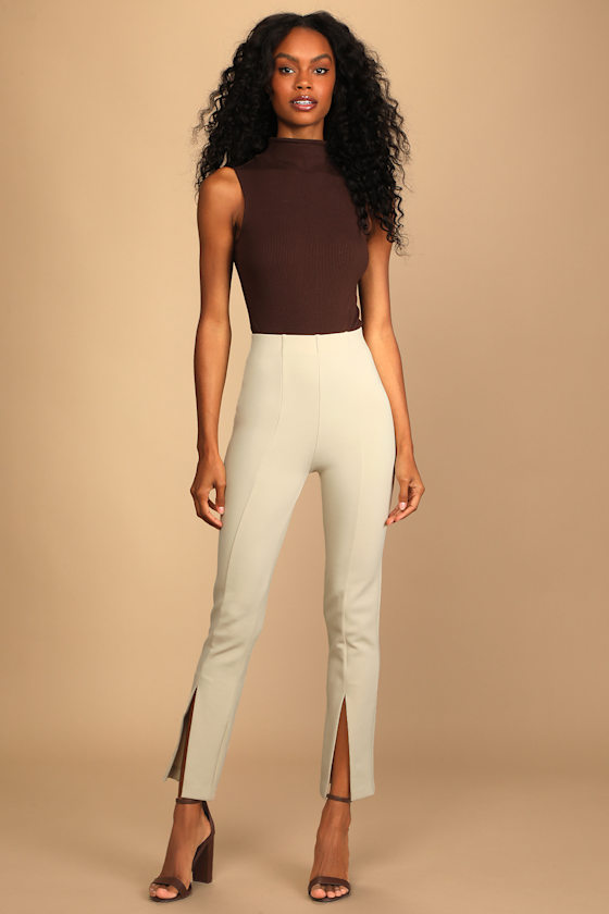 Ivory Trousers PullOn Trouser Pants HighWaisted Pants Lulus