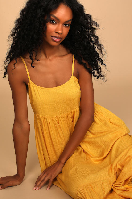 Sunshine Love Mustard Yellow Tiered Maxi Dress 3