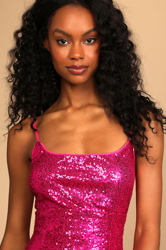 Glam Ma'am Magenta Sequin Bodycon Mini Dress 1