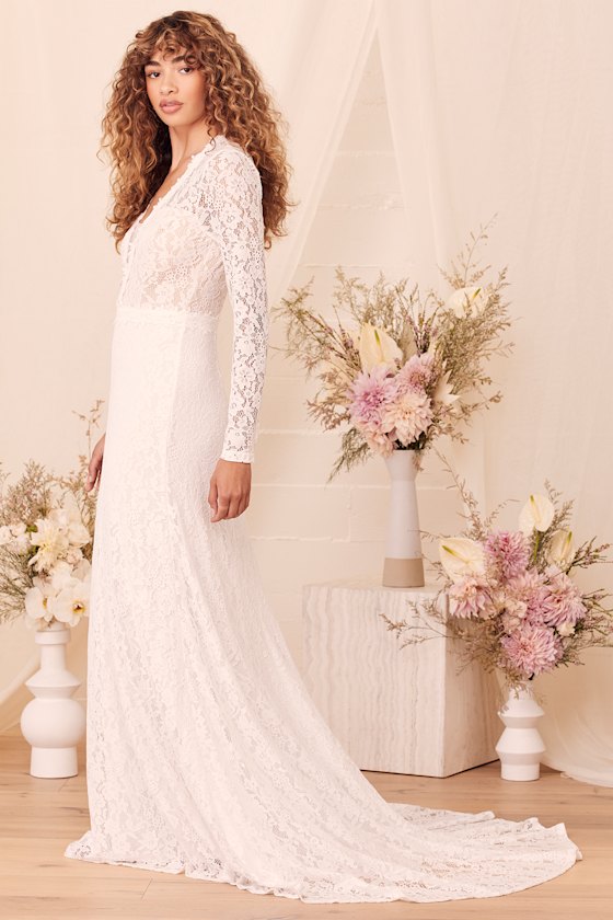 Hold This Promise White Lace Long Sleeve Maxi Dress 5