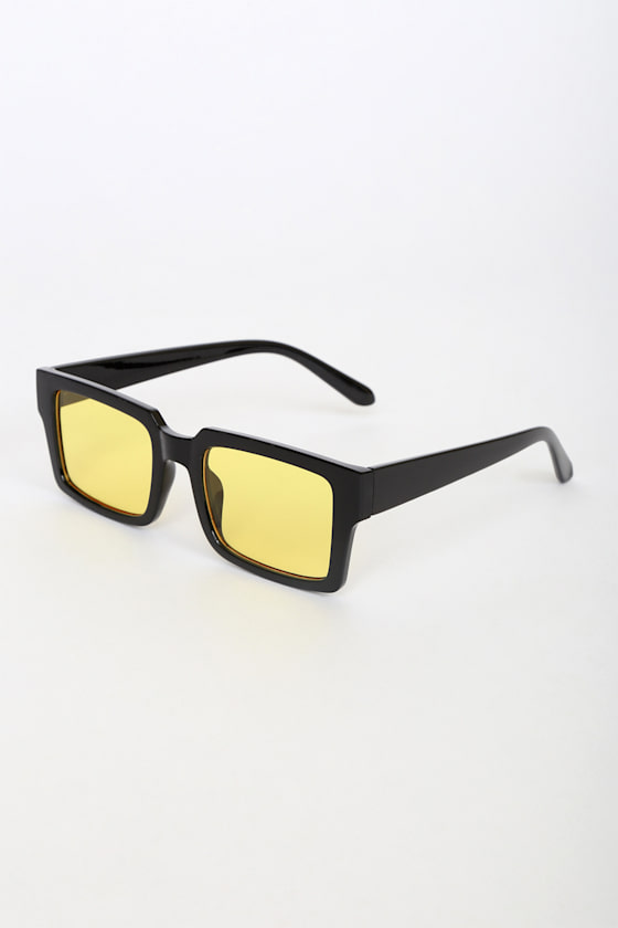 Keep Your Style Bold Black and Yellow Rectangle Sunglasses 4