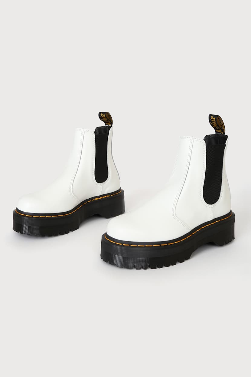 Dr. Martens Boots Mens Size 10 White 2976 Quad Chelsea Platform Leather Lug Sole Dr. Martens 2976 - White Boots - Leather Boots - Chelsea  main image 4