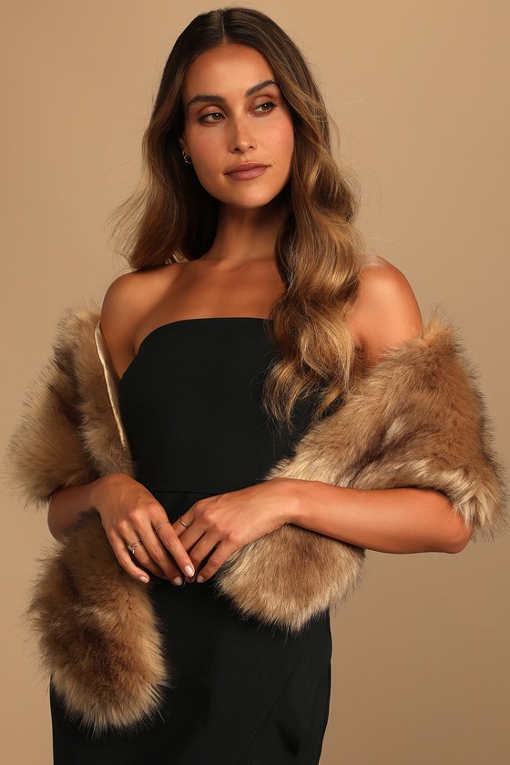 faux fur long stole