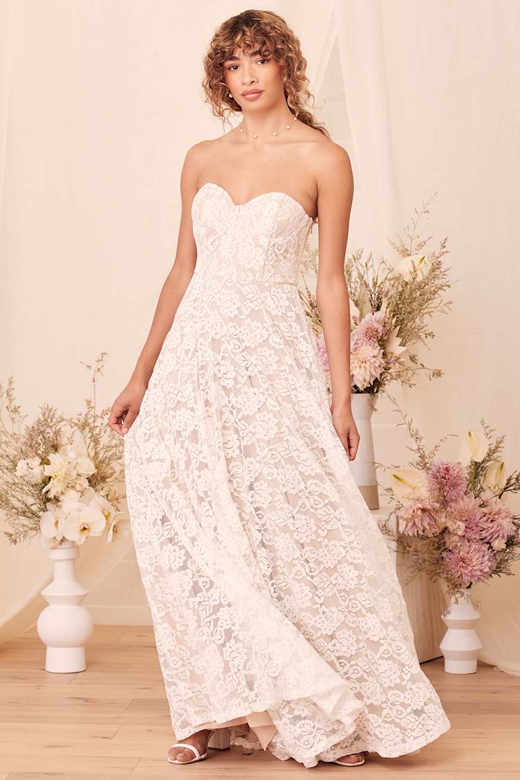 Wedding Dress Lulus Forever And Always Dream Lasts Forever White Lace Bustier Strapless Maxi Dress Wedding Dress Lulus Forever And Always Dream Lasts Forever White Lace Bustier Strapless Maxi Dress
