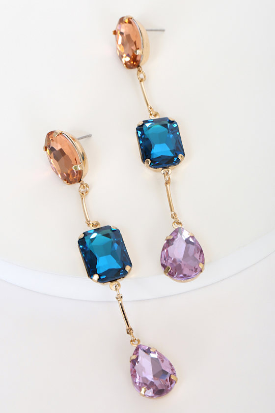 Drops of Beauty Multi Rhinestone Drop Earrings 3