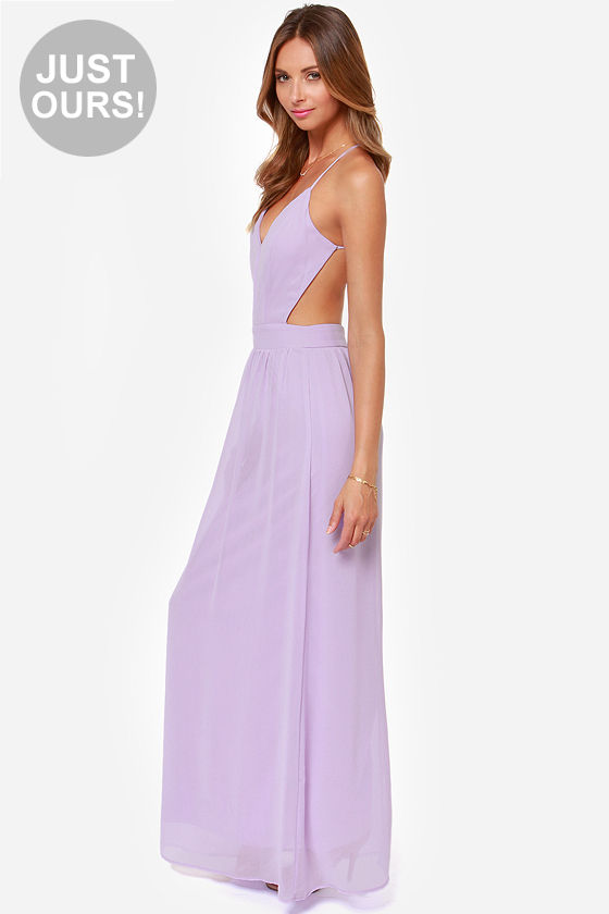 LULUS Exclusive Rooftop Garden Backless Lavender Maxi Dress