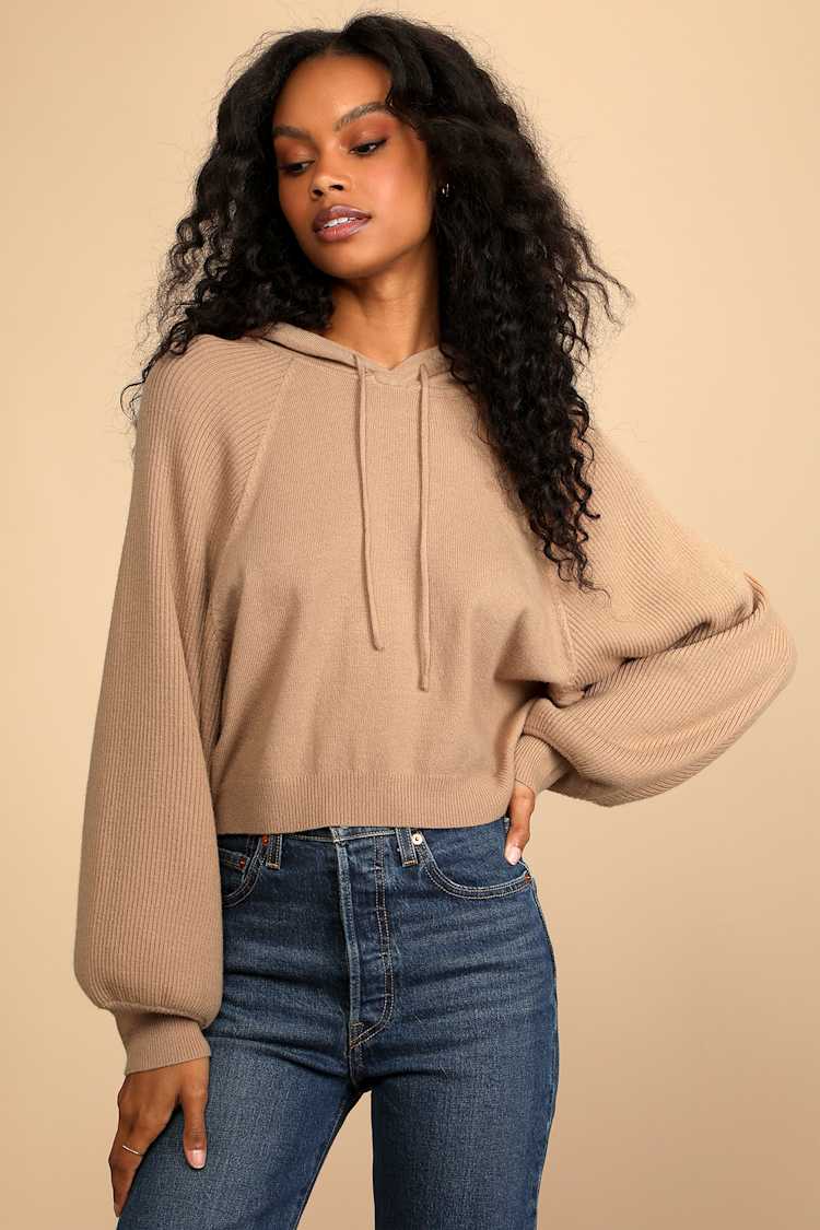 Light Brown Sweater - Hooded Sweater - Pullover Sweater - Lulus