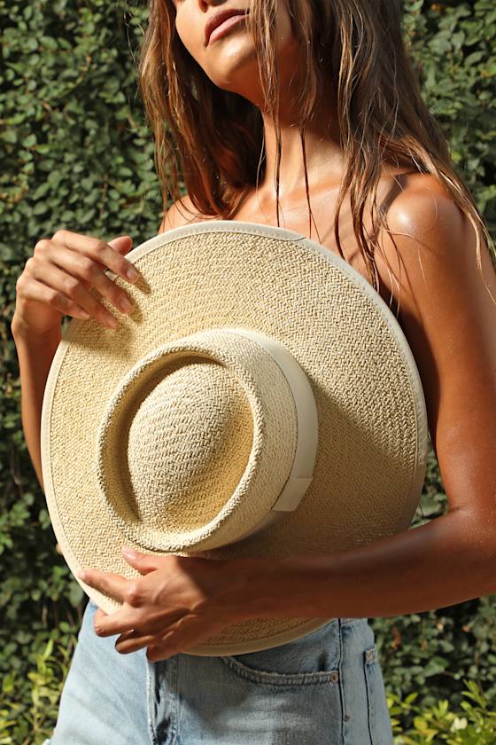 Feel the Wind Ivory Straw Boater Hat 1