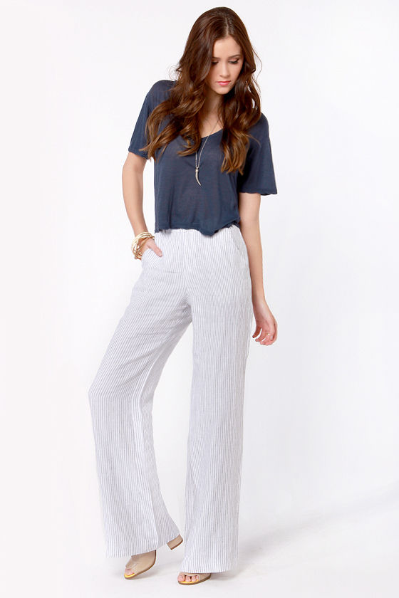 high waisted pants striped