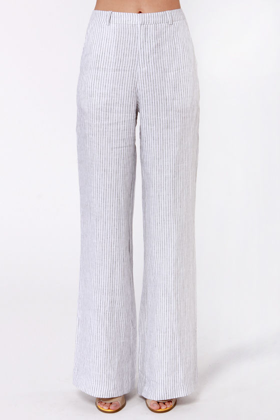 Lightweight Striped Pants Linen Pants Wide Leg Pants HighWaisted