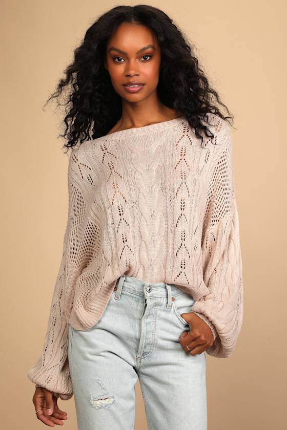Blush Sweater Open Knit Sweater Pullover Sweater Sweater Lulus
