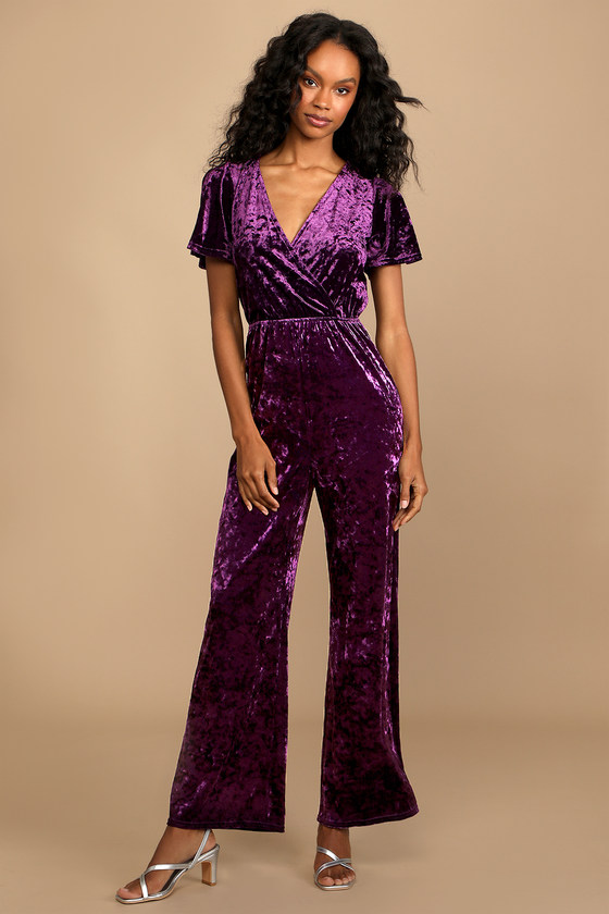 Dasayo Purple Girls' Jumpsuits & Rompers Fashion Women Summer Casual Short  Sleeve Solid Color V-Neck Jumpsuits - Walmart.com