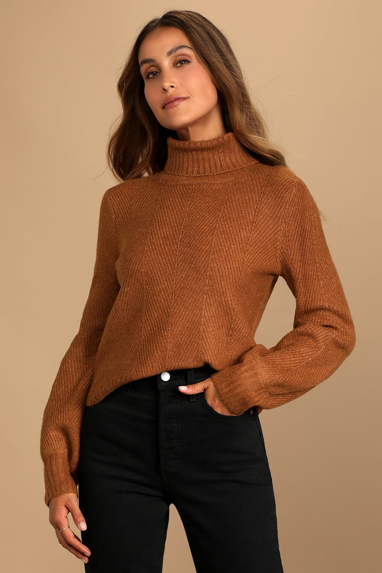 Rust Orange Knit Long Sleeve Turtleneck Sweater | Womens | X-Large (Available in XS, S, M, L) | Lulus