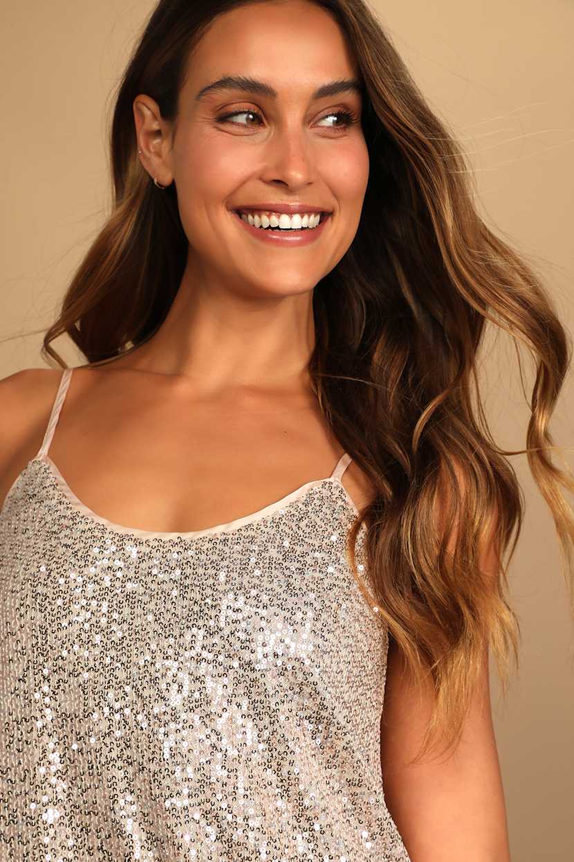 Bougie Nights Blush Pink Sequin Mini Shift Dress