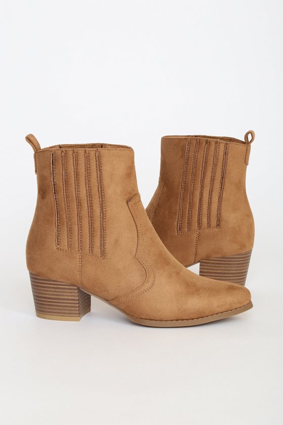 Karra Chestnut Suede Pointed-Toe Ankle Booties 5