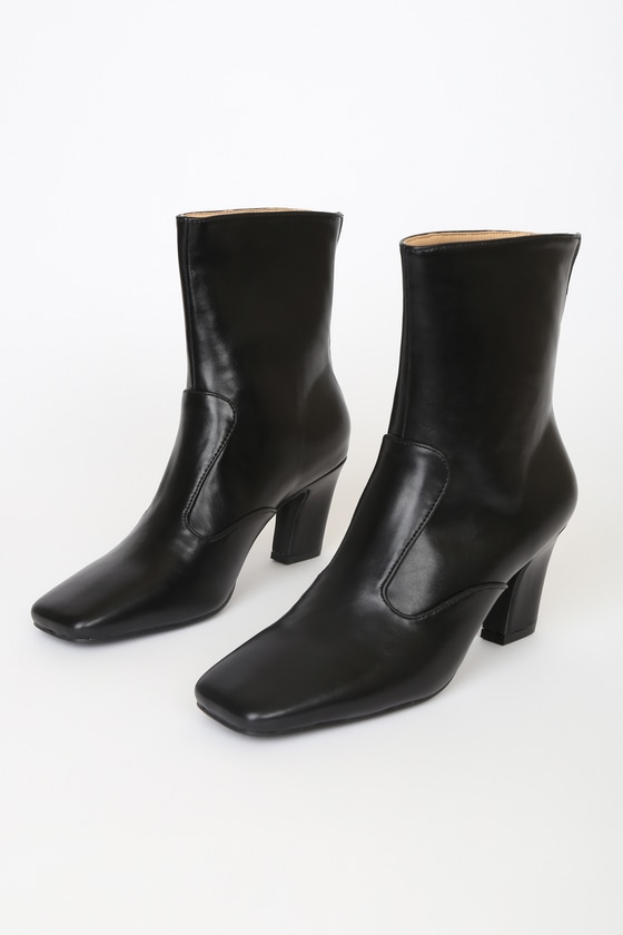 Black Boots - Square Toe Boots - Mid-Calf Boots - Women's Boots - Lulus