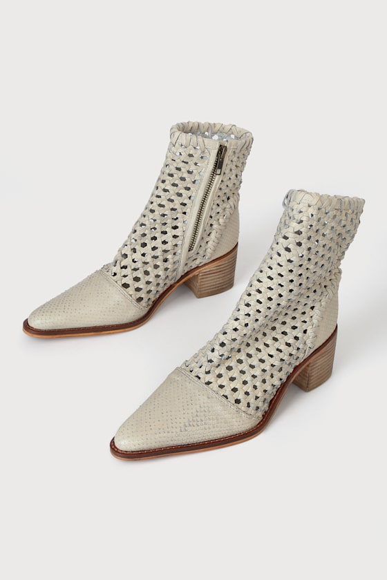 In The Loop White Leather Woven Boot 7