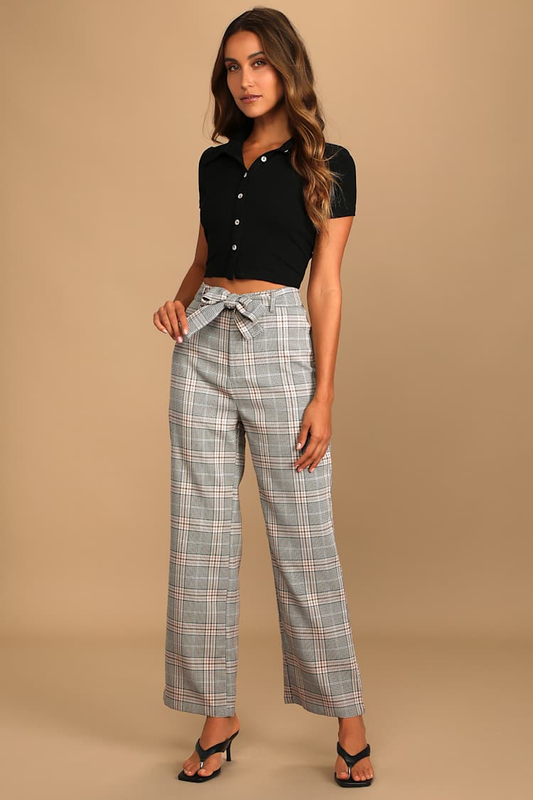 beige plaid pants