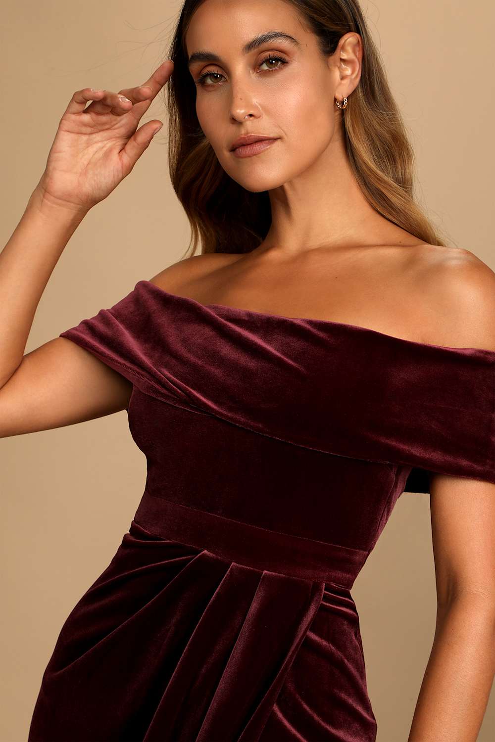 I'm Enchanted Burgundy Velvet Off-the-Shoulder Maxi Dress