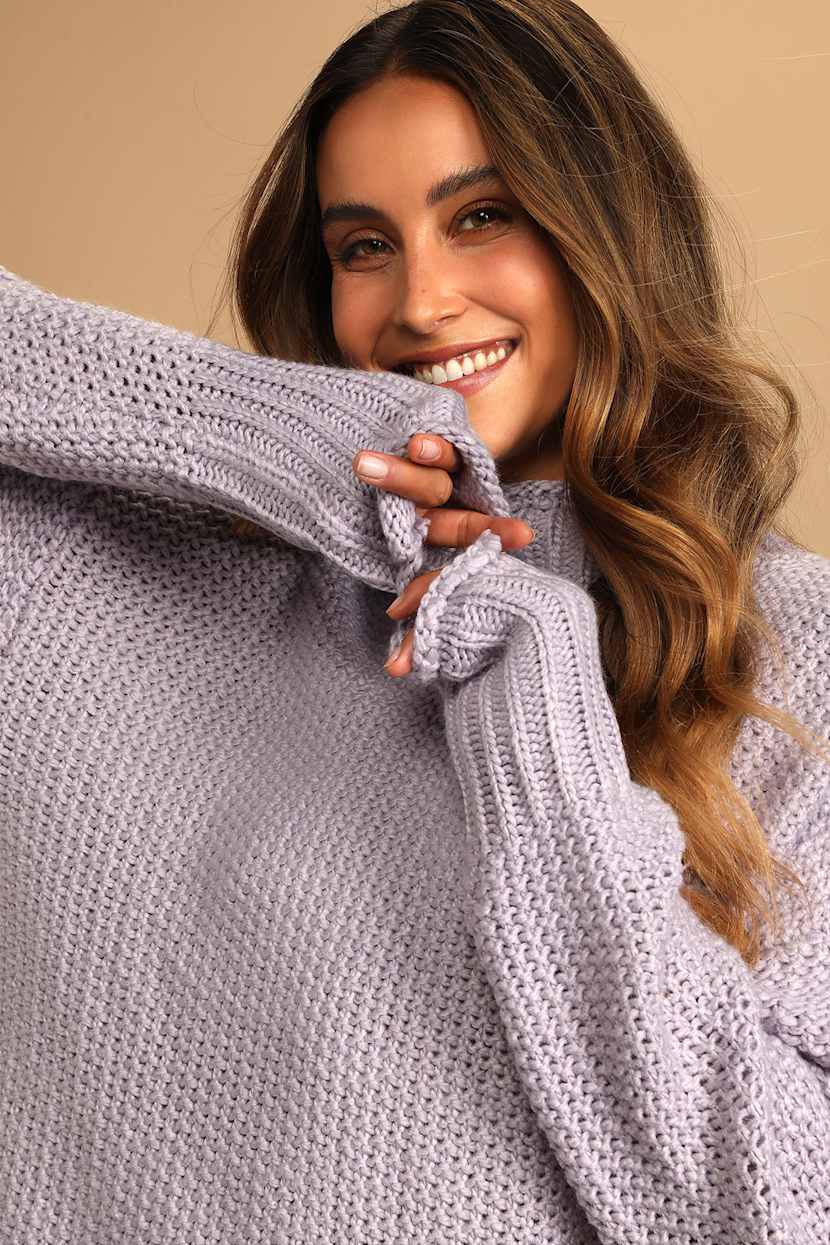 Light Purple Mini Dress - Chunky Knit Dress - Sweater Dress - Lulus