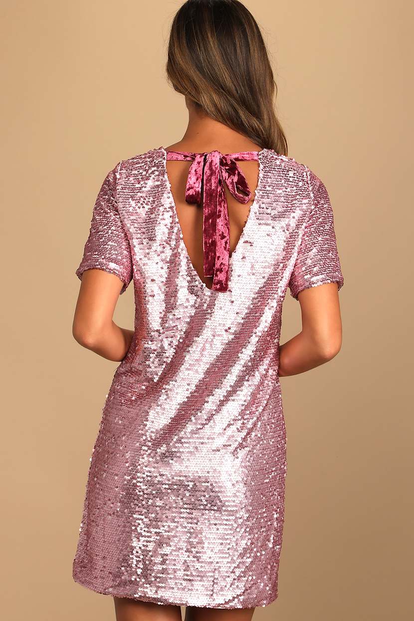 pink sequin shift dress Bebe Pink Iridescent Sequin Shift Dress S
