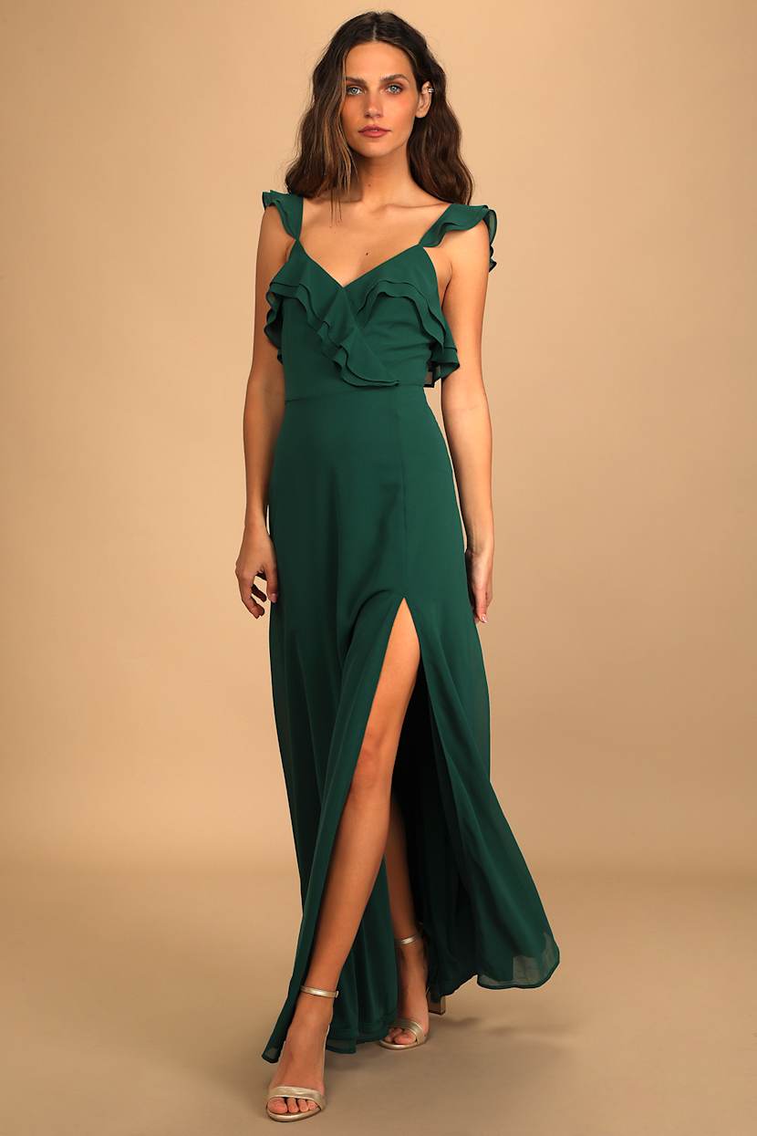 lulus green ruffle dress Emerald - Ruffled Maxi Dress - Sleeveless Dress collection-Reading