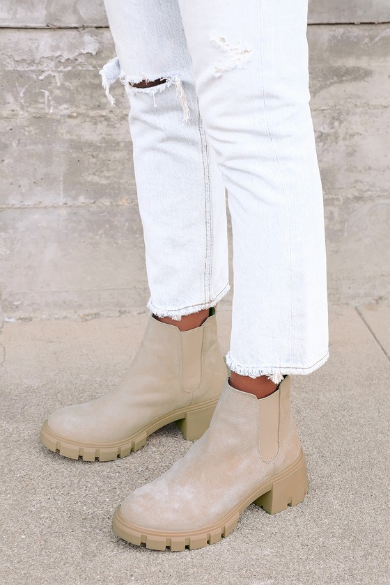 Steve Madden - Beige Leather Boots - Leather Chelsea Boots - Lulus