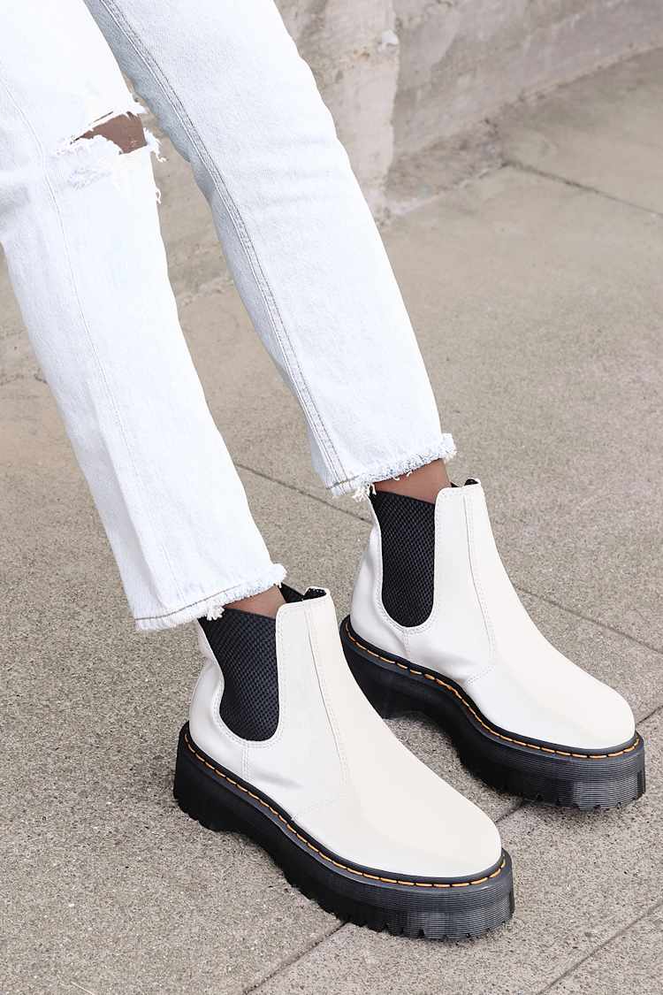 Dr. Martens 2976 - White Boots - Leather Boots - Chelsea Boots - Lulus