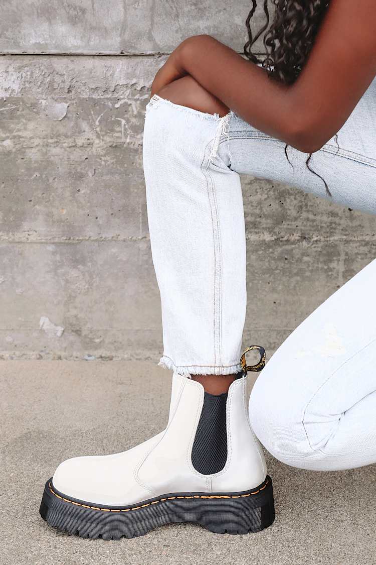 Smooth Leather Boots White Chelsea Boots Dr Martens Doc Marten