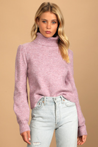 Meet Cozy Lavender Knit Long Sleeve Turtleneck Sweater 4