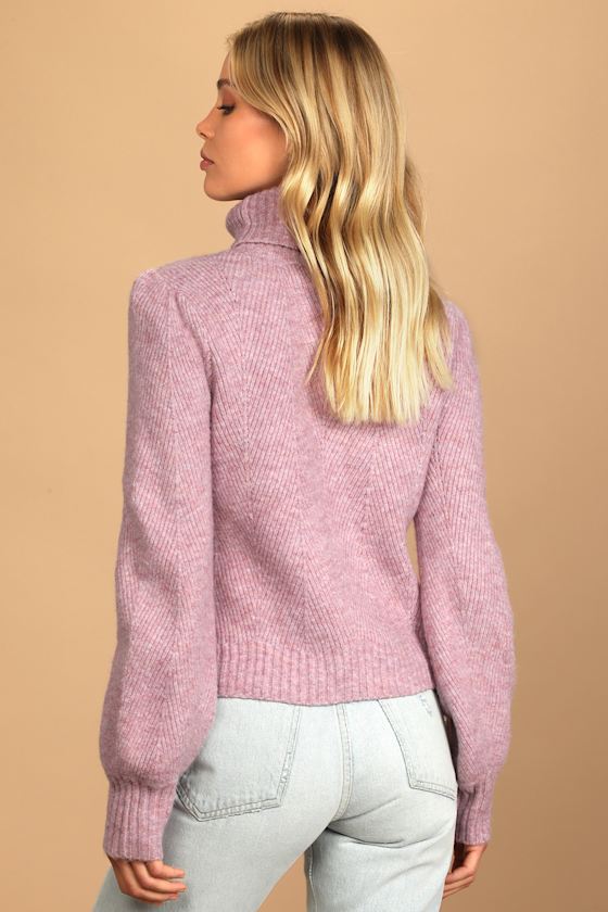 Lavender Sweater - Knit Sweater - Turtleneck Sweater - Pullover - Image 4