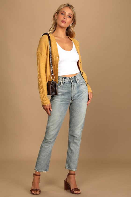 Forever My Favorite Season Mustard Yellow Knit Cardigan Sweater 2
