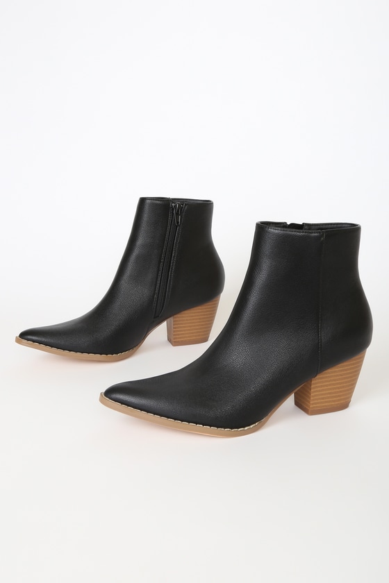 Spirit Black and Brown Pointed Toe Ankle Booties Lulus x Matisse