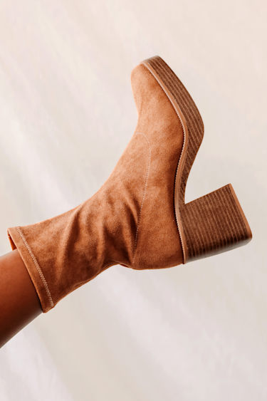 Hughez Brown Suede Platform Mid-Calf Boots