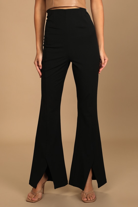 Solid Bottom Front Slits Charleston Pants -Sale