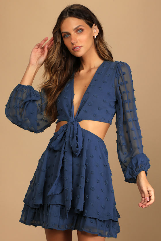 French Blue Dress - Cutout Mini Dress - Tie-Waist Dress - Lulus Motiv 