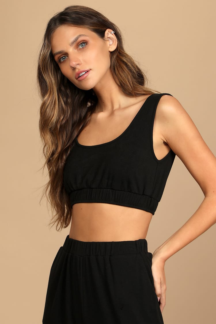 Ready for Relaxation Black Cropped Bra Top