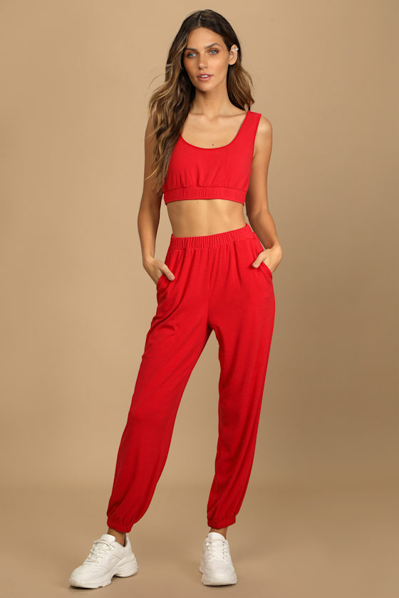 Ready for Relaxation Red Cropped Bra Top 5