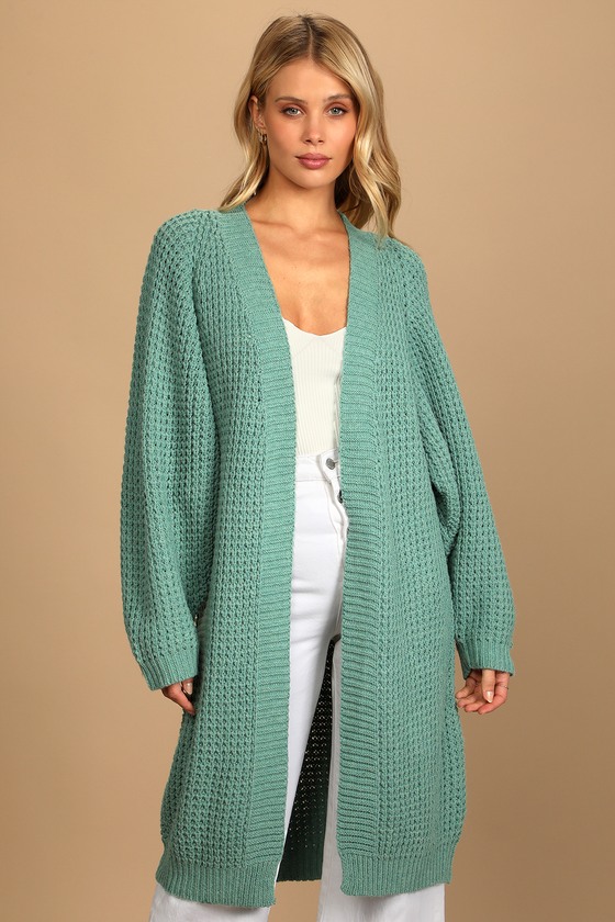 Teal duster cardigan sale